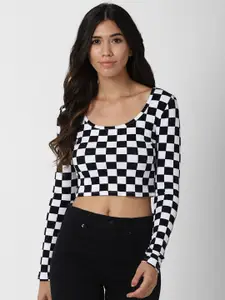 FOREVER 21 Black Checked Crop Top