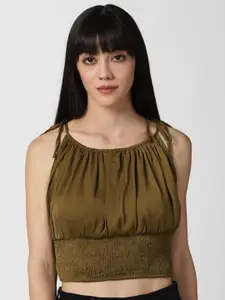 FOREVER 21 Women Olive Green Crop Top