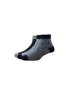 Allen Solly Men Pack Of 3 Blue & Grey Patterned Above Ankle-Length Socks