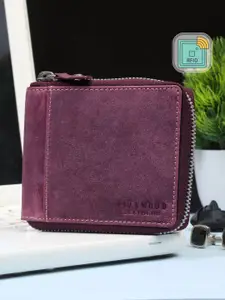 Teakwood Leathers Men Magenta Leather Zip Around Wallet