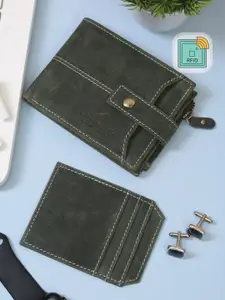 Teakwood Leathers Men Olive Solid Leather RFID Protected Two Fold Wallet