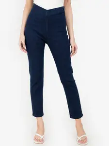 ZALORA BASICS Women Navy Blue Slim Fit High-Rise Stretchable Cotton Jeans