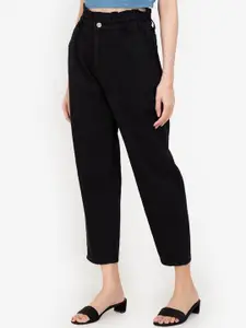 ZALORA BASICS Women Black Tapered Fit High-Rise Jeans