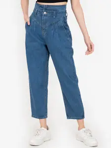 ZALORA BASICS Women Blue High-Rise Jeans