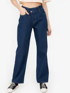 ZALORA BASICS Women Blue Straight Fit High-Rise Jeans