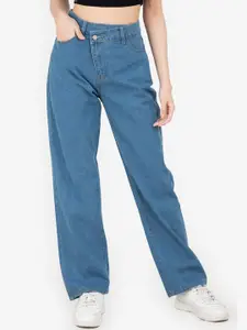 ZALORA BASICS Women Blue Relaxed Fit High-Rise Jeans
