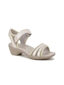 Hush Puppies Silver-Toned Colourblocked Leather Platform Heels