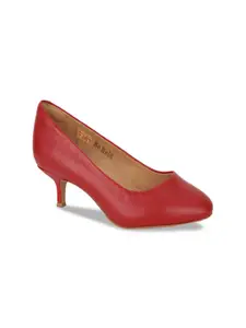 Hush Puppies Women Red Leather Party Kitten Pumps