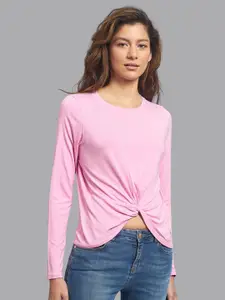 Beverly Hills Polo Club Women Knotted Pink T-shirt
