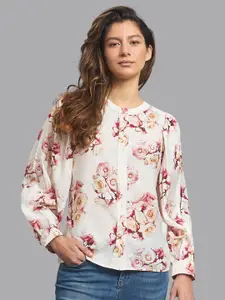 Beverly Hills Polo Club Women Off White Floral Printed Casual Shirt
