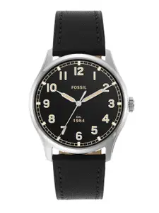 Fossil Men Black Dial & Leather Straps Dayliner Analogue Watch FS5926