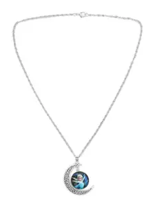 EL REGALO Kids Girls Silver-Toned Blue Frozen Elsa Necklace