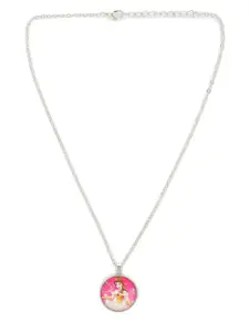 EL REGALO Kids Girls Silver-Toned & Pink Princess Pendant Chain