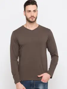 Status Quo Men Grey V-Neck Cotton T-shirt