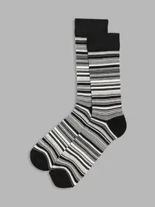 LINDBERGH Men Grey Melange & Black Striped Above Ankle Length Socks