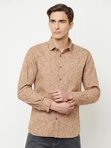 Cantabil Men Khaki Classic Printed Cotton Casual Shirt