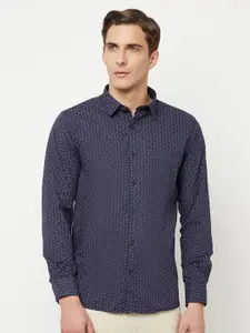 Cantabil Men Navy Blue Classic Printed Casual Shirt