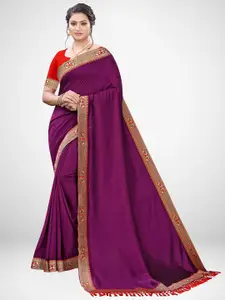 KALINI Burgundy & Red Silk Blend Saree