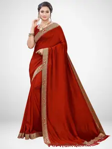 KALINI Brown & Gold-Toned Silk Blend Saree
