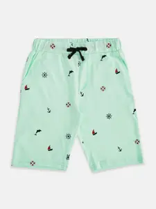 Pantaloons Junior Boys Sea Green Printed Shorts