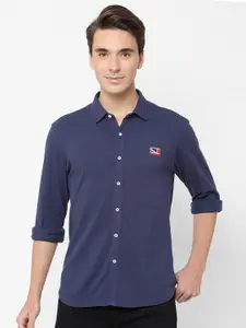 Pepe Jeans Men Navy Blue Regular Fit Cotton Casual Shirt