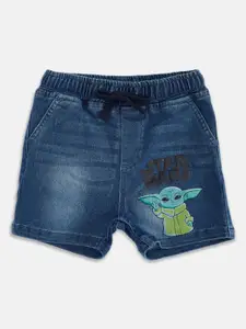 Pantaloons Baby Boys Blue Washed Cotton Denim Shorts