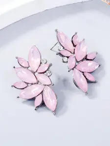 OOMPH Pink Embellished Oversized Drop Earrings