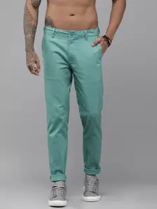 The Roadster Lifestyle Co. Men Blue Solid Slim Fit Trousers