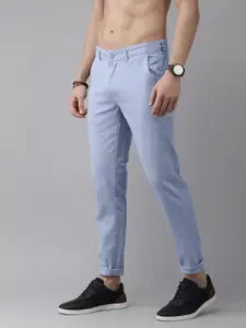 Roadster Men Blue Solid Regular Trousers