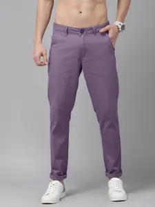 The Roadster Lifestyle Co Men Purple Chinos Trousers