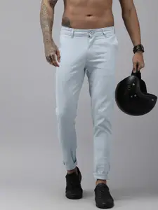 Roadster Men Blue Slim Tapered Fit Chinos Trousers