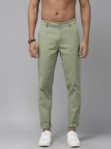 The Roadster Lifestyle Co Men Olive Green Slim Fit Chinos