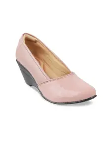 Metro Peach-Coloured Wedge Pumps