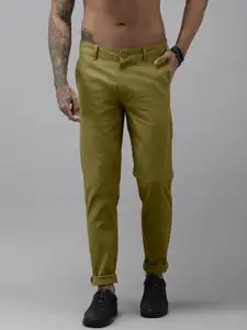 Roadster Men Olive Green Slim Tapered Fit Chinos
