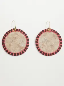 MANGO Beige & Pink Circular Drop Earrings