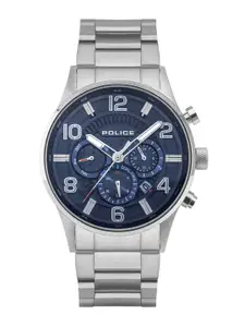 Police Men Blue Dial & Silver Toned Stainless Steel Straps Analogue Watch PLPEWJK2203101