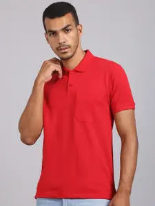 VENITIAN Men Red Polo Collar T-shirt