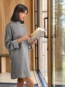 MANGO Grey Sheath Knitted Mini Dress