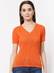 Miramor Orange Knit Top