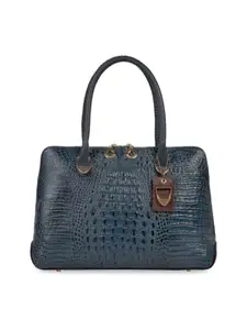 Hidesign Blue Leather Shopper Satchel with Quilted