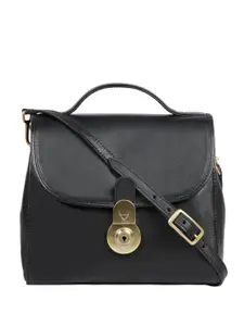 Hidesign Women Black Leather Structured Satchel