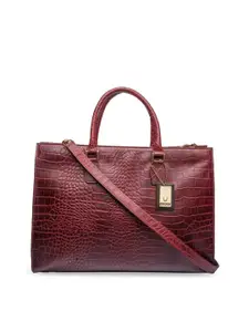 Hidesign Red Textured Leather Structured Satchel