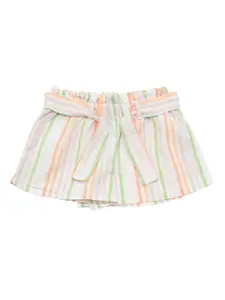 Lil Lollipop Girls Cream-Coloured Striped Shorts