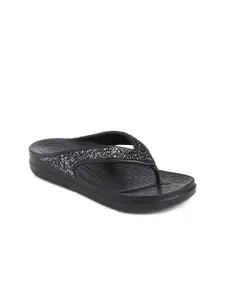 Crocs Women Black Embellished Croslite Thong Flip-Flops