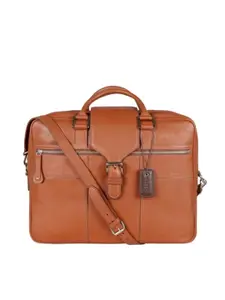 Hidesign Men Tan Brown Leather 15' Laptop Bag