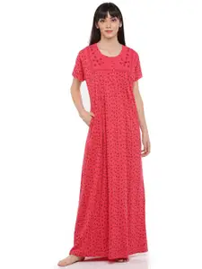 9shines Label Red Printed Maternity Maxi Nightdress