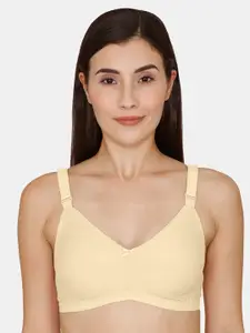 Rosaline by Zivame Beige Solid Non Wired Full Coverage T-shirt Bra