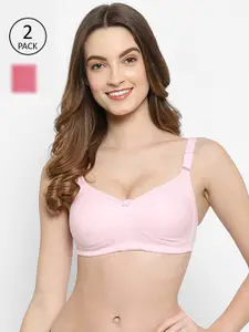 Floret Pack Of 2 Pink & Rose Minimizer Bras - Wireless Non-Padded