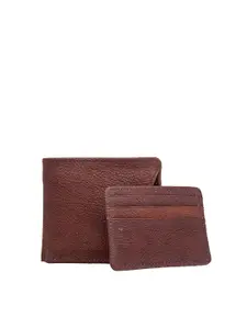 Hidesign Men Brown Textured Leather Money Clip