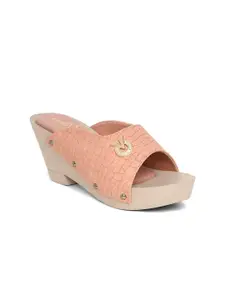 EVERLY Pink Textured Platform Sandals